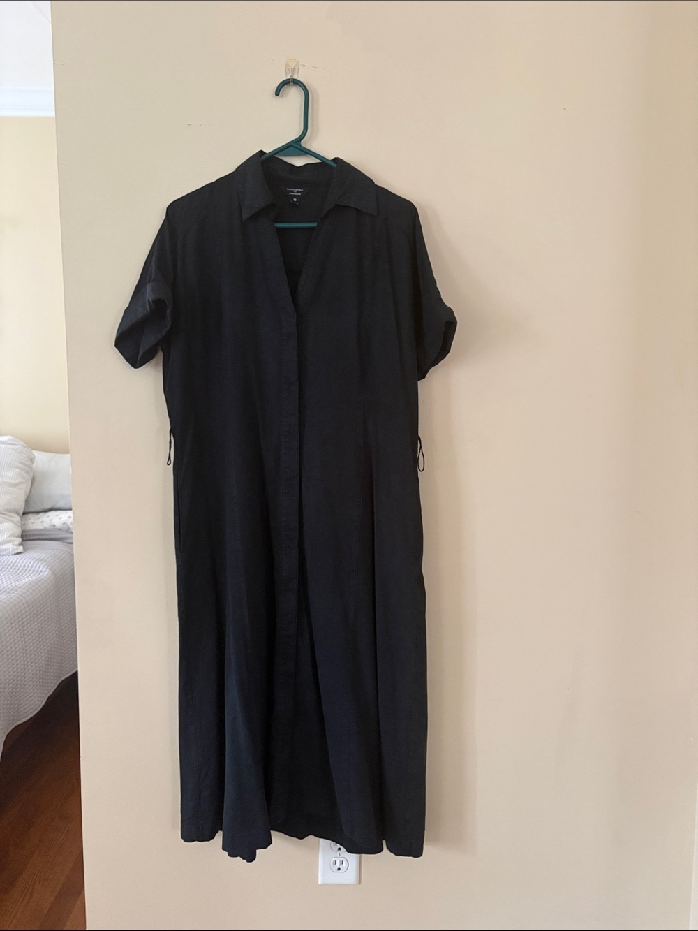 Banana Republic Black Linen-Blend Shirt Dress